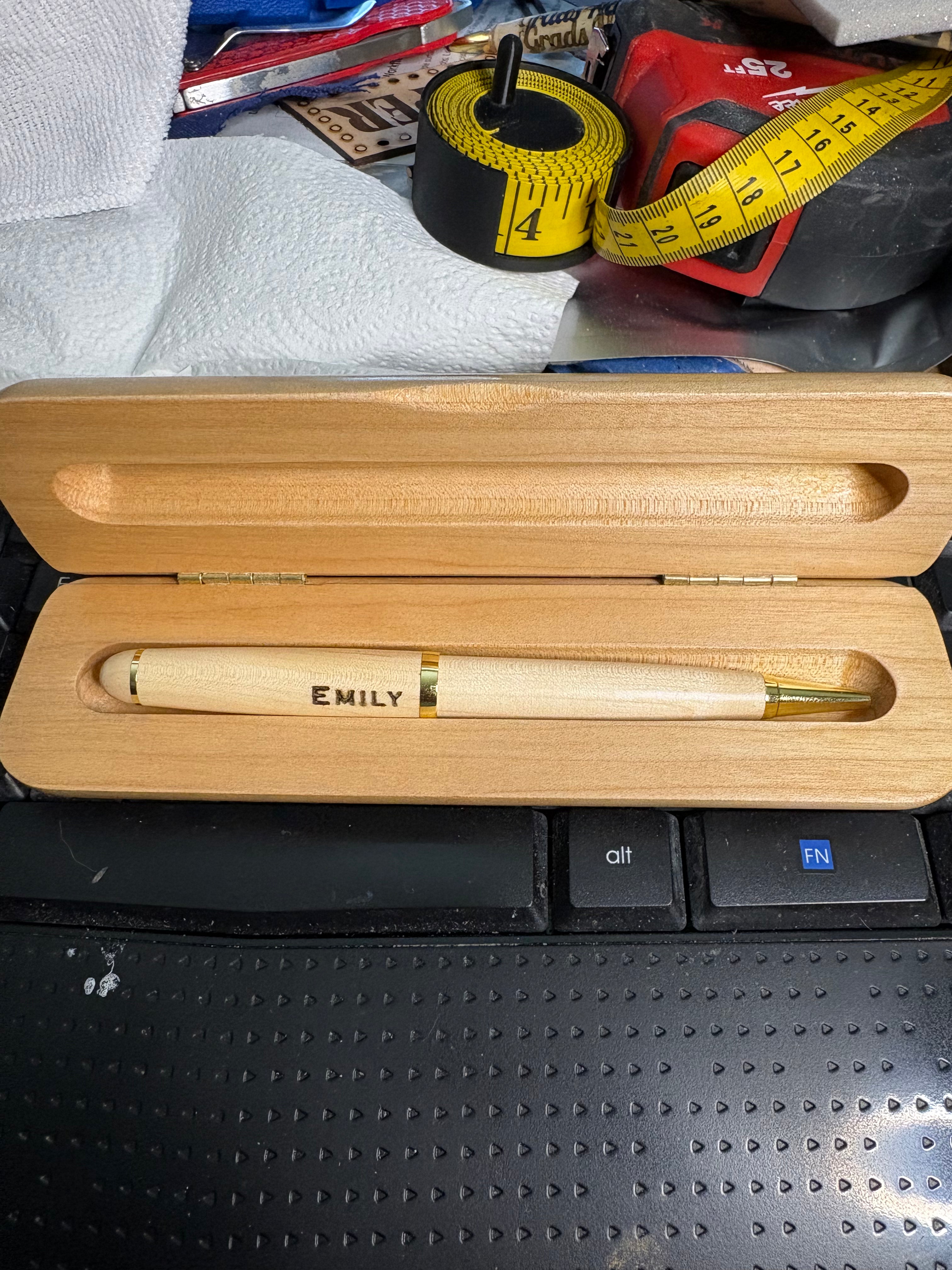 Wooden Display box with Handcrafted Pen