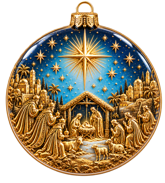 Star of Bethlehem — Textured Glass Nativity Ornament